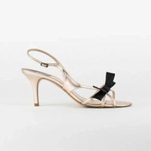 Chloe Gold Bow Slingback Sandals